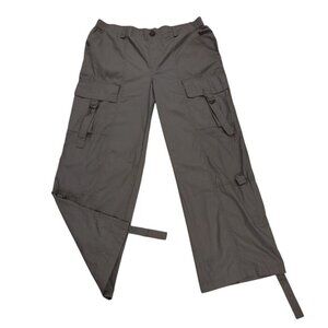 Happily Grey Womens Cargo Pants Gray Size 9 Cotton Adjustable Waist Utility NWT